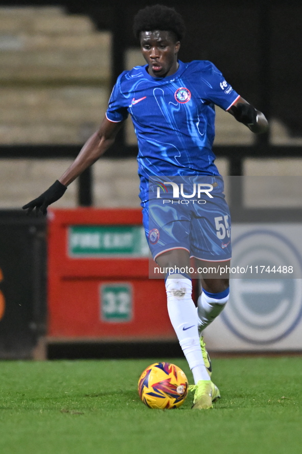 Ato Ampah (55 Chelsea) controls the ball during the EFL Trophy match between Cambridge United and Chelsea Under 21s at the Cledara Abbey Sta...