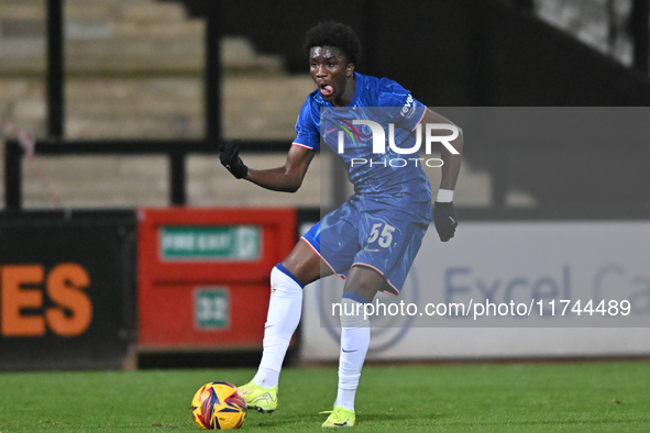 Ato Ampah (55 Chelsea) controls the ball during the EFL Trophy match between Cambridge United and Chelsea Under 21s at the Cledara Abbey Sta...