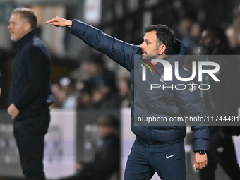 Manager Filipe Coelho, the manager of Chelsea Under 21, points during the EFL Trophy match between Cambridge United and Chelsea Under 21s at...