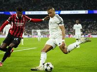 Kylian Mbappe centre-forward of Real Madrid and France and Emerson Royal right-back of AC Milan and Brazil compete for the ball during the U...