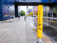 A parking spot designated for voters is seen next to the Guthrie Theatre on Election Day 2024 in Minneapolis, Minnesota, on November 5, 2024...