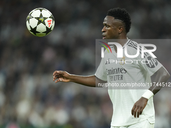 Vinicius Junior left winger of Real Madrid and Brazil during the UEFA Champions League 2024/25 League Phase MD4 match between Real Madrid C....