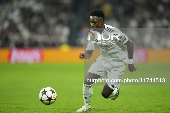 Vinicius Junior left winger of Real Madrid and Brazil during the UEFA Champions League 2024/25 League Phase MD4 match between Real Madrid C....