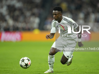 Vinicius Junior left winger of Real Madrid and Brazil during the UEFA Champions League 2024/25 League Phase MD4 match between Real Madrid C....