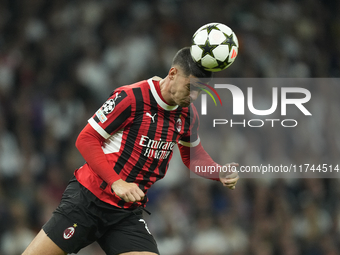 Alvaro Morata centre-forward of AC Milan and Spain during the UEFA Champions League 2024/25 League Phase MD4 match between Real Madrid C.F....