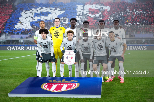 AS Monaco line up during the UEFA Champions League 2024/25 League Phase MD4 match between Bologna FC and AS Monaco at Stadio Renato Dall'Ara...