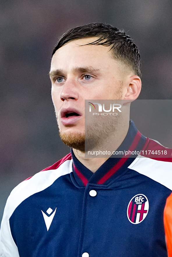 Sam Beukema of Bologna FC looks on during the UEFA Champions League 2024/25 League Phase MD4 match between Bologna FC and AS Monaco at Stadi...