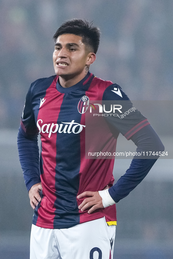 Santiago Castro of Bologna FC looks dejected during the UEFA Champions League 2024/25 League Phase MD4 match between Bologna FC and AS Monac...