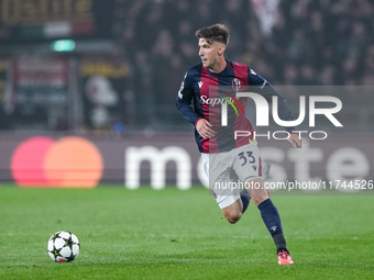 Juan Miranda of Bologna FC during the UEFA Champions League 2024/25 League Phase MD4 match between Bologna FC and AS Monaco at Stadio Renato...