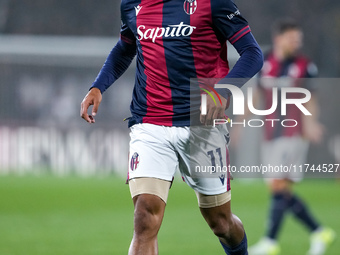 Dan Ndoye of Bologna FC during the UEFA Champions League 2024/25 League Phase MD4 match between Bologna FC and AS Monaco at Stadio Renato Da...