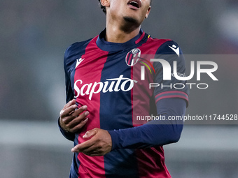 Dan Ndoye of Bologna FC looks dejected during the UEFA Champions League 2024/25 League Phase MD4 match between Bologna FC and AS Monaco at S...