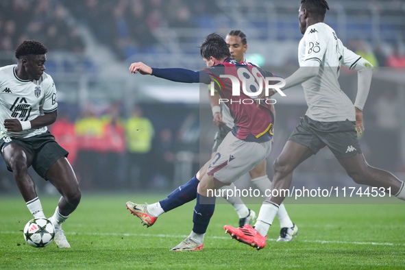 Giovanni Fabbian of Bologna FC during the UEFA Champions League 2024/25 League Phase MD4 match between Bologna FC and AS Monaco at Stadio Re...