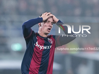 Giovanni Fabbian of Bologna FC looks dejected during the UEFA Champions League 2024/25 League Phase MD4 match between Bologna FC and AS Mona...