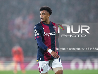 Dan Ndoye of Bologna FC looks on during the UEFA Champions League 2024/25 League Phase MD4 match between Bologna FC and AS Monaco at Stadio...