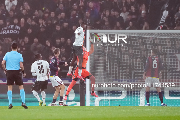 Wilfried Singo of AS Monaco scores first goal later disallowed by VAR during the UEFA Champions League 2024/25 League Phase MD4 match betwee...