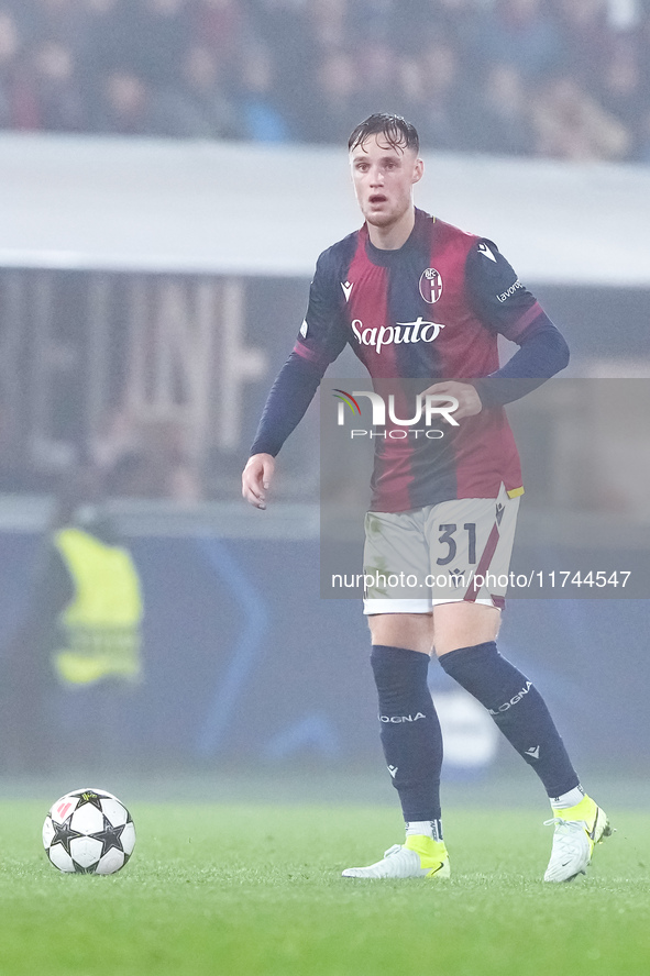 Sam Beukema of Bologna FC during the UEFA Champions League 2024/25 League Phase MD4 match between Bologna FC and AS Monaco at Stadio Renato...