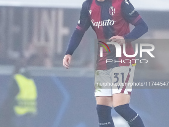 Sam Beukema of Bologna FC during the UEFA Champions League 2024/25 League Phase MD4 match between Bologna FC and AS Monaco at Stadio Renato...