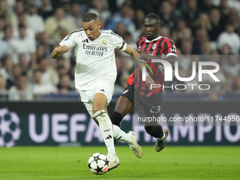 Vinicius Junior left winger of Real Madrid and Brazil in action during the UEFA Champions League 2024/25 League Phase MD4 match between Real...