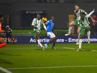 Fred Onyedinma #44 of Wycombe Wanderers F.C. scores a goal during the Sky Bet League 1 match between Stockport County and Wycombe Wanderers...