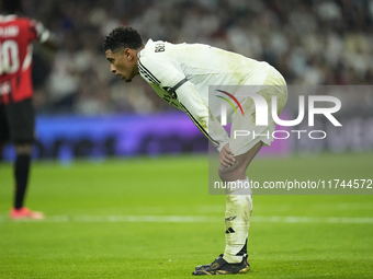 Jude Bellingham central midfield of Real Madrid and England dejected during the UEFA Champions League 2024/25 League Phase MD4 match between...