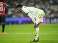 Jude Bellingham central midfield of Real Madrid and England dejected during the UEFA Champions League 2024/25 League Phase MD4 match between...