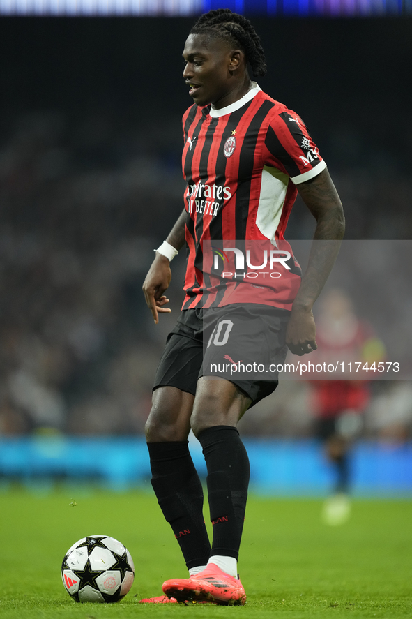 Rafael Leao left winger of AC Milan and Portugal during the UEFA Champions League 2024/25 League Phase MD4 match between Real Madrid C.F. an...