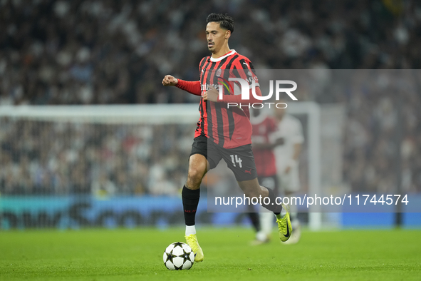 Tijjani Reijnders central midfield of AC Milan and Netherlands during the UEFA Champions League 2024/25 League Phase MD4 match between Real...