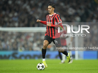 Tijjani Reijnders central midfield of AC Milan and Netherlands during the UEFA Champions League 2024/25 League Phase MD4 match between Real...