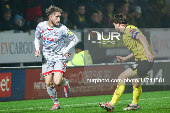 Number 9, Will Swan of Crawley Town, is in attacking action during the Sky Bet League 1 match between Burton Albion and Crawley Town at the...