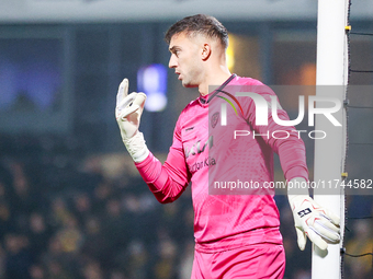 Max Crocombe of Burton Albion marshals his defense for a set piece during the Sky Bet League 1 match between Burton Albion and Crawley Town...