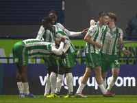 Aaron Morley #28 of Wycombe Wanderers F.C. celebrates his goal during the Sky Bet League 1 match between Stockport County and Wycombe Wander...