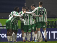 Aaron Morley #28 of Wycombe Wanderers F.C. celebrates his goal during the Sky Bet League 1 match between Stockport County and Wycombe Wander...