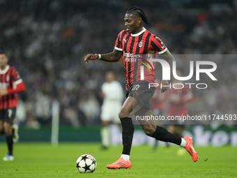 Rafael Leao left winger of AC Milan and Portugal during the UEFA Champions League 2024/25 League Phase MD4 match between Real Madrid C.F. an...