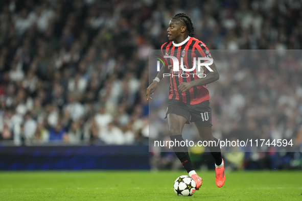 Rafael Leao left winger of AC Milan and Portugal during the UEFA Champions League 2024/25 League Phase MD4 match between Real Madrid C.F. an...