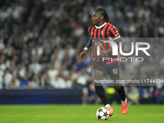 Rafael Leao left winger of AC Milan and Portugal during the UEFA Champions League 2024/25 League Phase MD4 match between Real Madrid C.F. an...