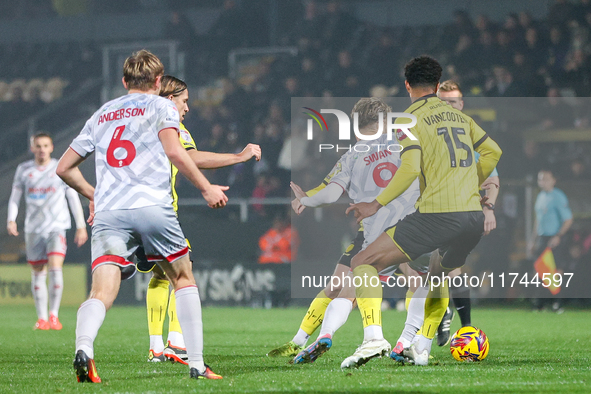 Action takes place in the Burton Albion area during the Sky Bet League 1 match between Burton Albion and Crawley Town at the Pirelli Stadium...