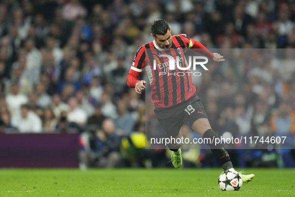 Theo Hernandez left-back of AC Milan and France during the UEFA Champions League 2024/25 League Phase MD4 match between Real Madrid C.F. and...