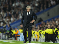 Carlo Ancelotti head coach of Real Madrid reacts during the UEFA Champions League 2024/25 League Phase MD4 match between Real Madrid C.F. an...