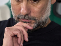 Pep Guardiola, Head Coach of Manchester City, reacts before the UEFA Champions League match between Sporting CP and Manchester City at Jose...