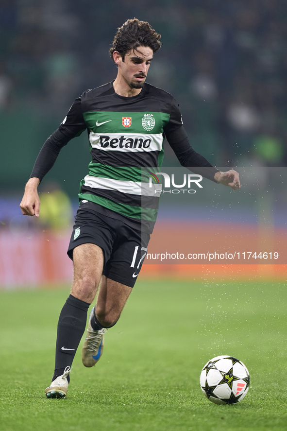 Francisco Trincao of Sporting CP is in action during the UEFA Champions League match between Sporting CP and Manchester City at Jose Alvalad...