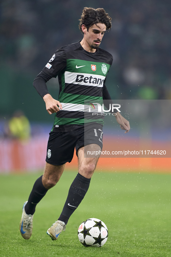 Francisco Trincao of Sporting CP is in action during the UEFA Champions League match between Sporting CP and Manchester City at Jose Alvalad...