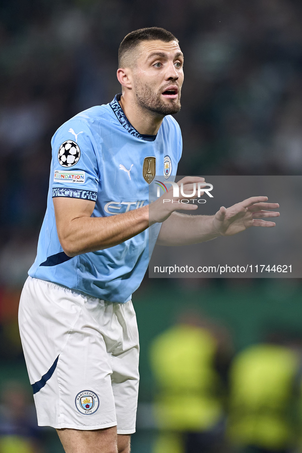 Mateo Kovacic of Manchester City reacts during the UEFA Champions League match between Sporting CP and Manchester City at Jose Alvalade Stad...