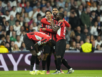 Tijjani Reijnders central midfield of AC Milan and Netherlands celebrates after scoring his sides first goal during the UEFA Champions Leagu...