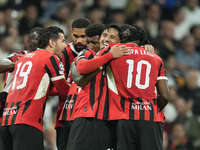 Tijjani Reijnders central midfield of AC Milan and Netherlands celebrates after scoring his sides first goal during the UEFA Champions Leagu...