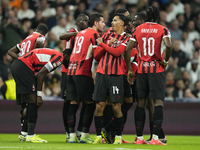 Tijjani Reijnders central midfield of AC Milan and Netherlands celebrates after scoring his sides first goal during the UEFA Champions Leagu...