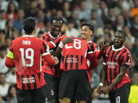 Tijjani Reijnders central midfield of AC Milan and Netherlands celebrates after scoring his sides first goal during the UEFA Champions Leagu...