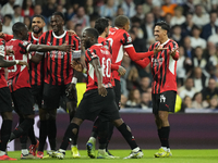 Tijjani Reijnders central midfield of AC Milan and Netherlands celebrates after scoring his sides first goal during the UEFA Champions Leagu...