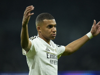 Kylian Mbappe centre-forward of Real Madrid and France reacts during the UEFA Champions League 2024/25 League Phase MD4 match between Real M...