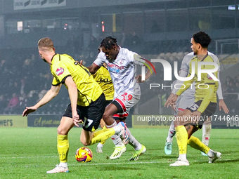 #29, Tola Showunmi of Crawley Town is in attacking action during the Sky Bet League 1 match between Burton Albion and Crawley Town at the Pi...