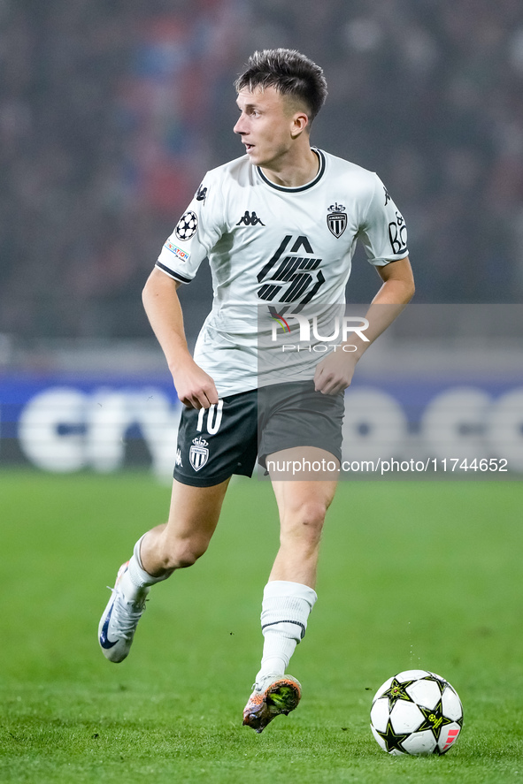 Aleksandr Golovin of AS Monaco during the UEFA Champions League 2024/25 League Phase MD4 match between Bologna FC and AS Monaco at Stadio Re...